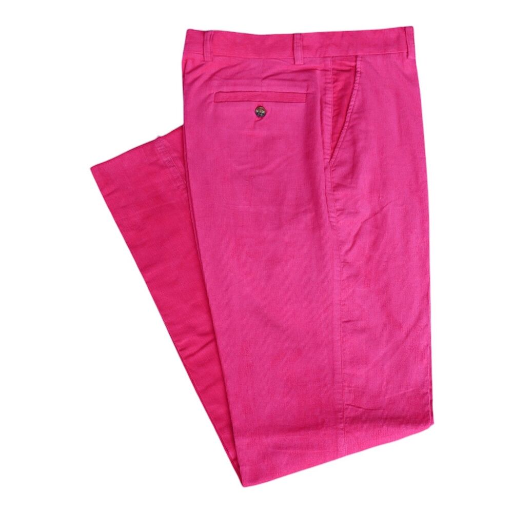Mens 32 Hot Pink Corduroy Pants Flat Front Straight Fit Dress Trousers NWT